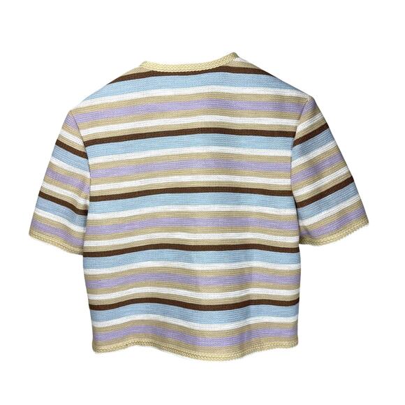 VERONICA BEARD Wyatt Khaki Multicolor Striped Short Sleeve Jacket - Picture 11 of 12